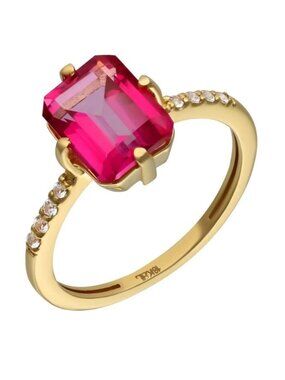 Bony Levy Women's 18K Yellow Gold Pink Topaz Ring Size 6